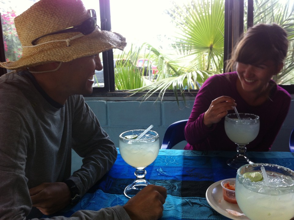 Sam and Ashley drinking our giant margaritas. We had two that first night, we were such rookies, they were SO STRONG!