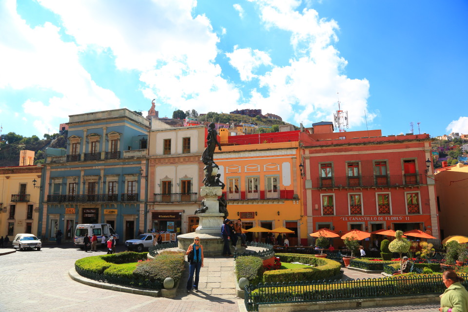 One of many colorful squares around the city.