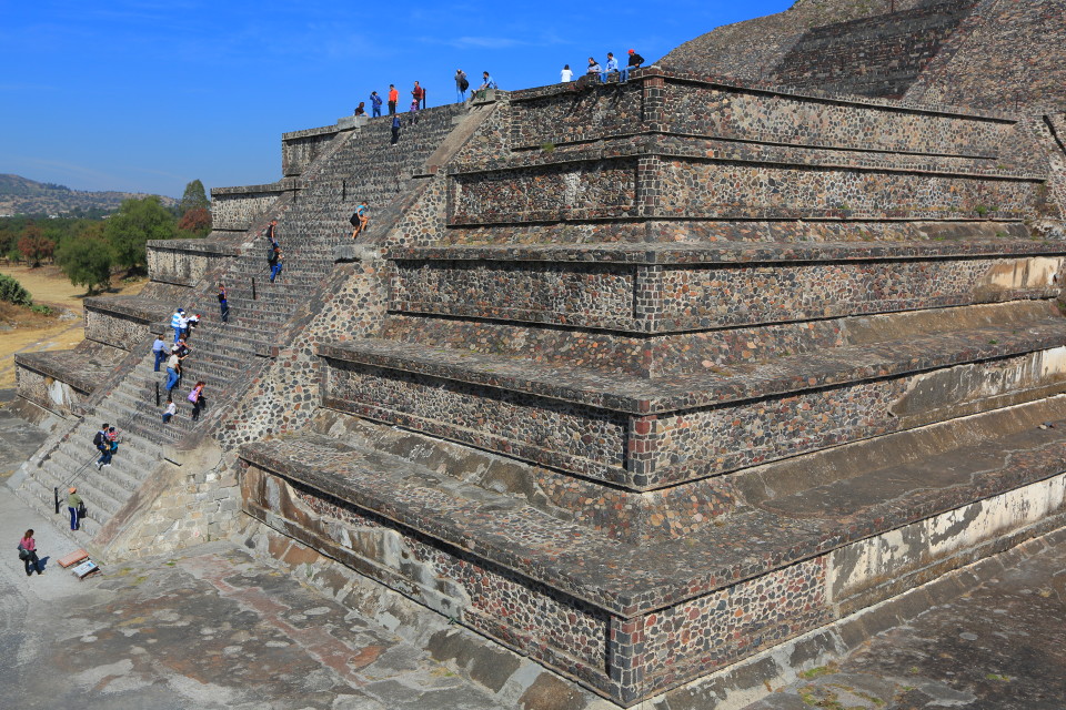 Me climbing up the pyramid (it is like where's Waldo). Better than any gym workout.