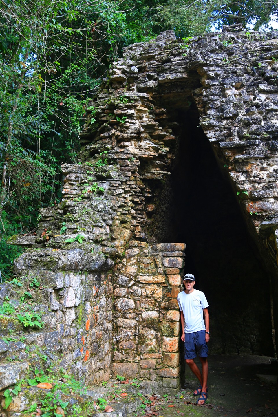 Sam posing in front of the false Mayan arch. We saw a lot of these since this ruin.