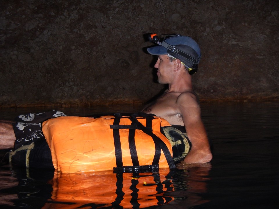 The river went through caves where it got pitch black, so we had to wear headlamps. 