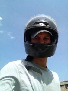 I took this selfie while hanging onto the motorcycle as we zipped through the streets of Cartagena.