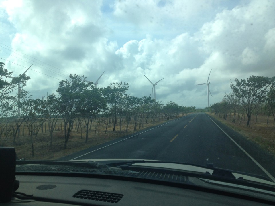 We passed dozens of giant windmills on Lake Nicaragua during our drive south towards the border.