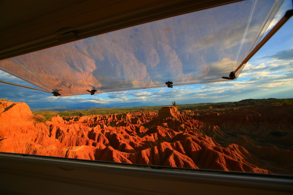 That evening, we opted to camp closer to the red desert.  We had a pretty amazing view out the back of the XPCamper.