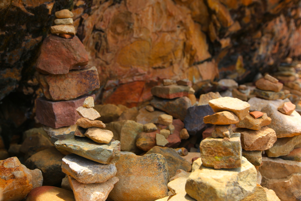 The Incas believed that the Isla Del Sol (and specifically a giant rock) was the birthplace of the Incan people. These cairns are built in front of this sacred rock by visitors making wishes.