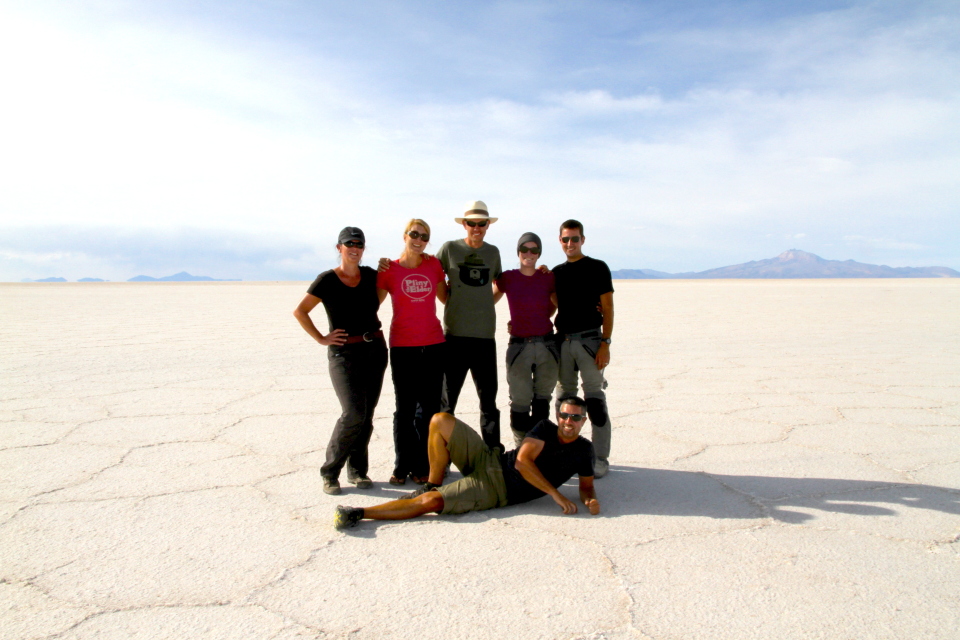 The Salar group. We started calling Marcus (far right) Maverick on the Salar, he looks so much like Tom Cruise from Top Gun in those aviators. (Picture courtesy of Michael).