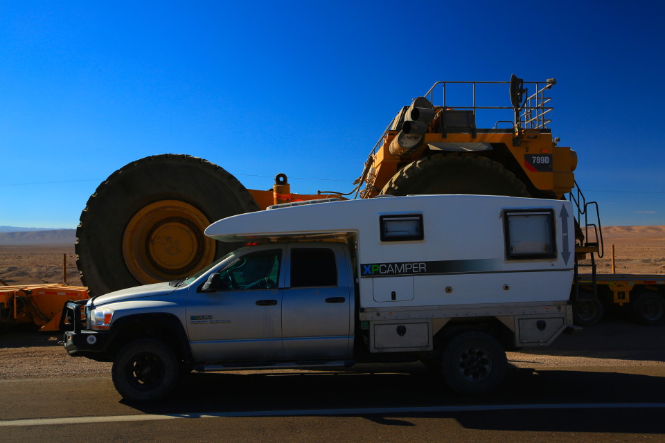 As we were driving through the Atacama desert, we saw this tractor and pulled over to take a picture. The tires were so huge they made us laugh after desperately trying to find tires that would work for the Dodge.