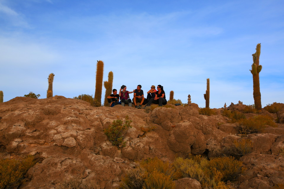 Watching the sun go down over the Salar surrounded by the cactus on Isla Incahuasi.