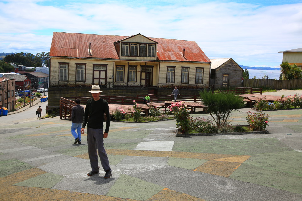 Sam in one of the small towns main plazas.