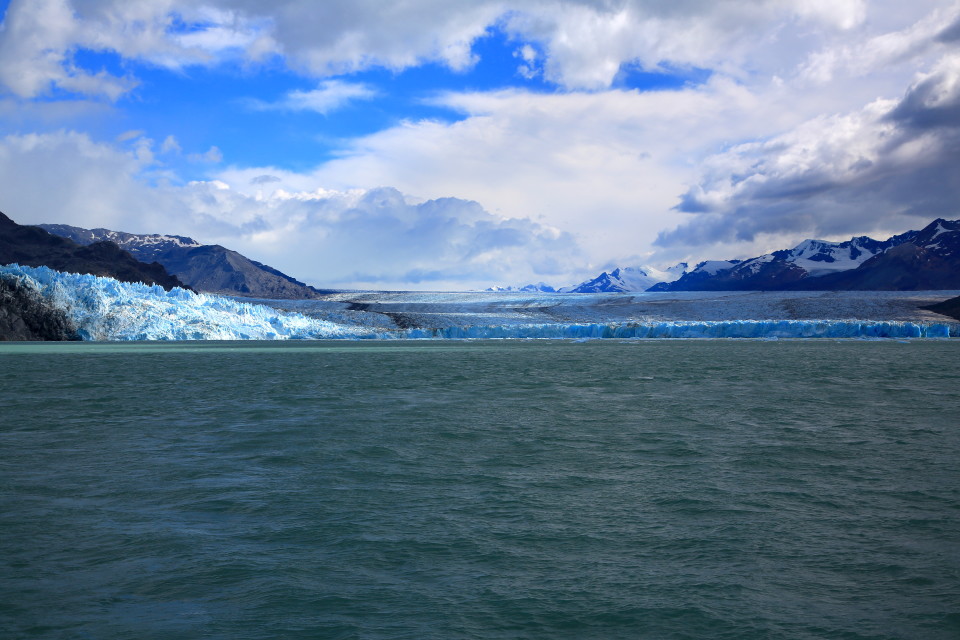 The far off view of the Upsala glacier. We could not get too close because of the calving.