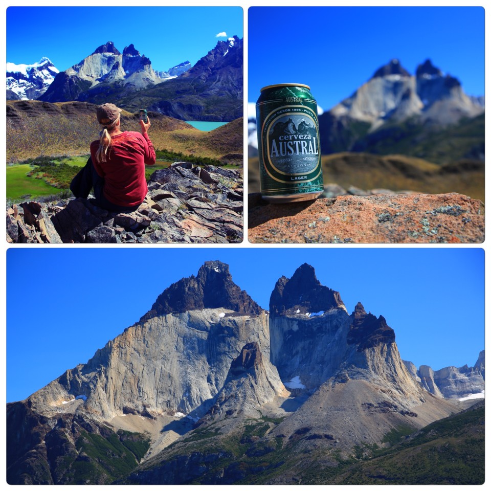 We took a small hike on our last day and brought a few Austral beers to eat with our sandwiches. As I was drinking it I realized the mountain range on the can was right in front of me. 